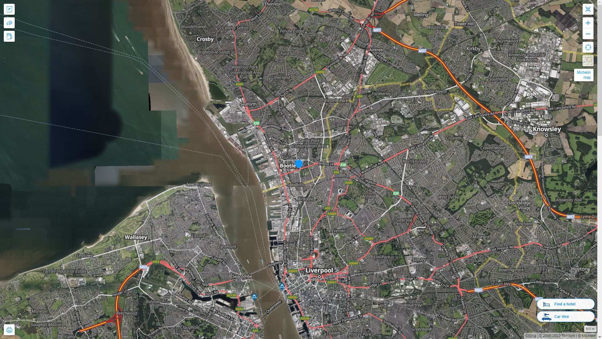 Bootle Highway and Road Map with Satellite View